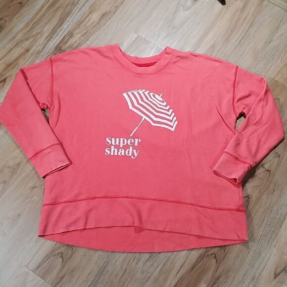 🔹️Aerie Coral "Super Shady" Thermal Knit Long Sleeve Top Small - Picture 2 of 10